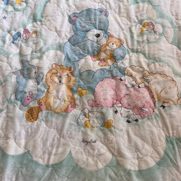 Vintage Kitsch Pastel Animal Crib Quilt Bedding - Picture 6 of 8